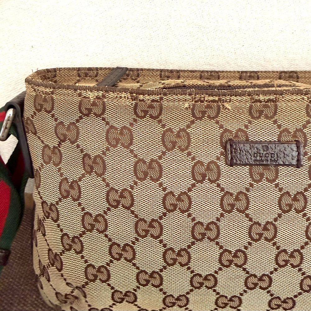 Gucci authentic brown monogram canvas crossbody bag ribbon strap small - Picture 16 of 16